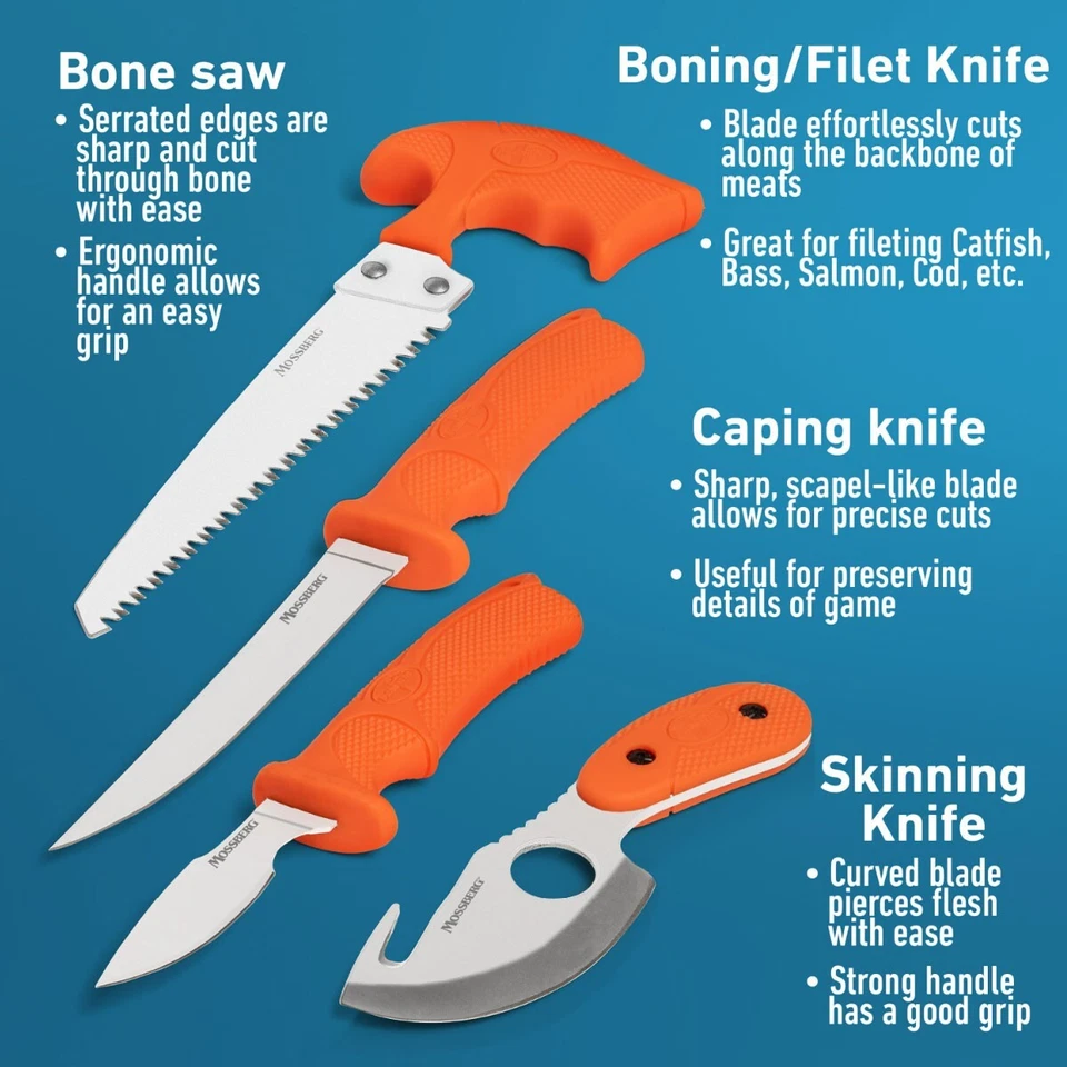Kit de procesamiento de juegos de 7 piezas al aire libre caza ciervo carne carniceros juego de cuchillos desolladores Foto 4 de 4