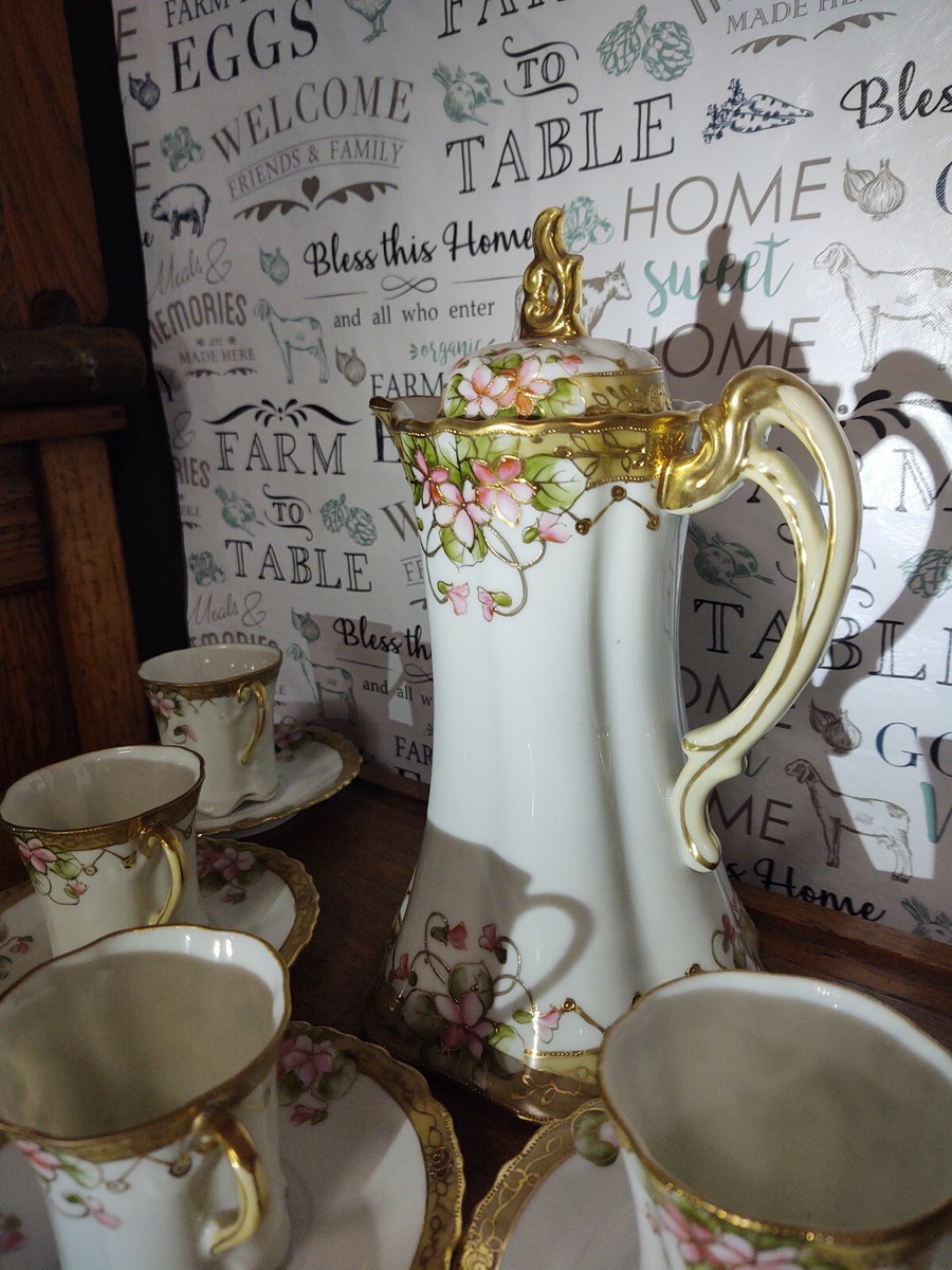 【専用】オールドニッポン 金盛り 花紋 チョコレートポット コバルト ゴールド 専用】オールドニッポン 金盛り 花紋 チョコレートポット