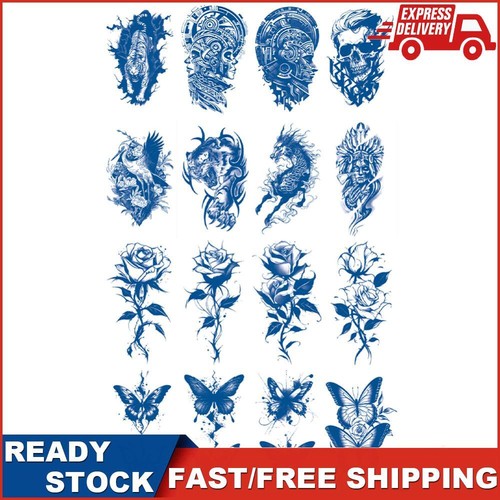 8Pcs Pattern Temporary Tattoos Half Arm Colorful Tattoos Stickers for Boys Girls