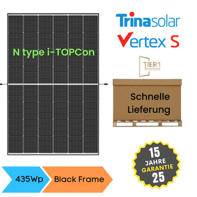 N-Type Trina Solar 36x Solarmodul 435Wp PV Solaranlage Photovoltaik Black Frame