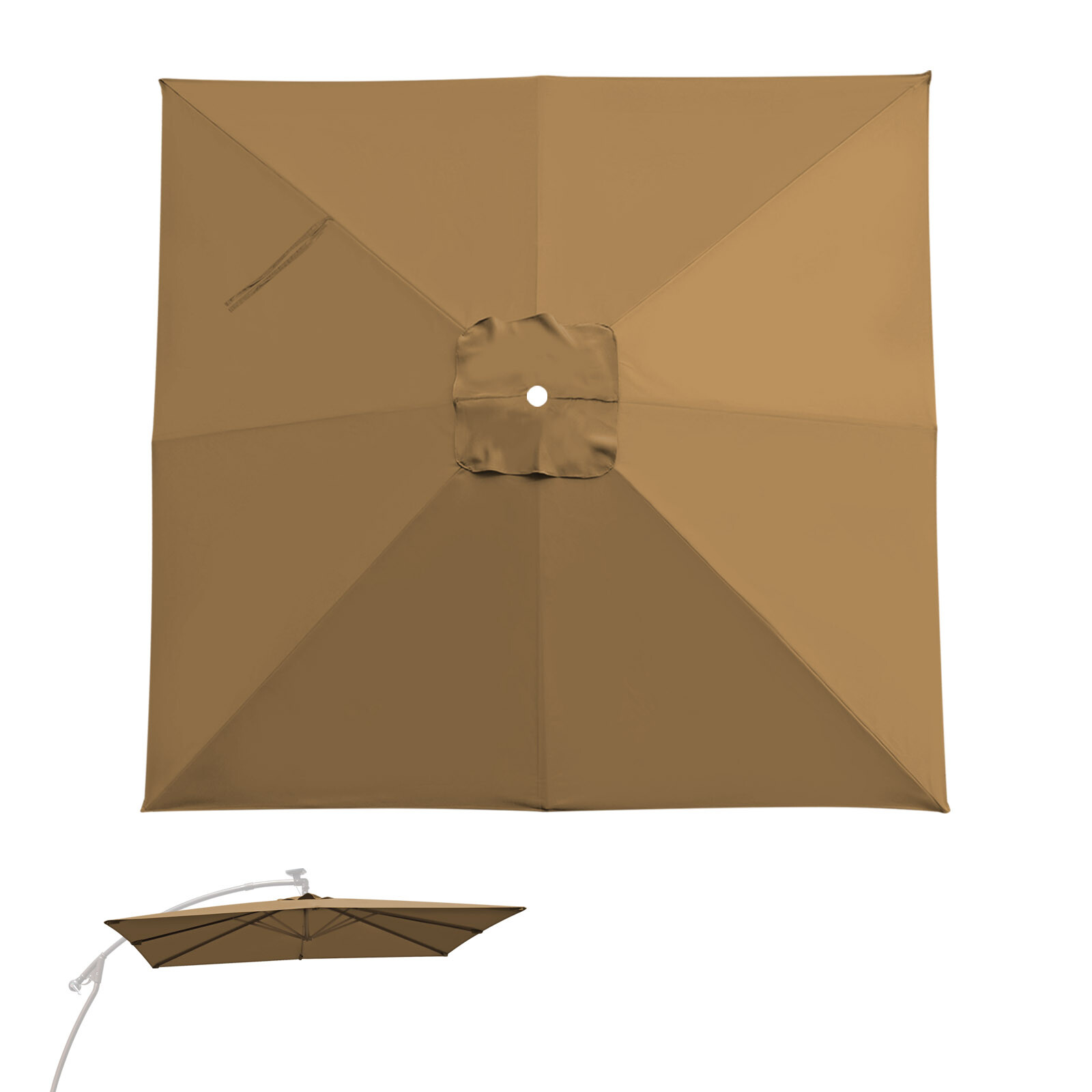 For Square 8.2x8.2ft 8 Ribs Hanging Solar Umbrella Cover Top
