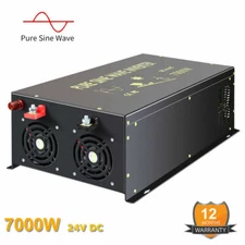 7000W Pure Sine Wave Inverter  24VDC to 120/220VAC Car/Home Solar Power Off-Grid