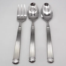 Food Network Cinnamon Stainless Serving Fork & 2 Serving Spoons Set of 3