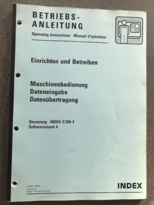 INDEX C200-4 SW-Stand 4 Betriebsanleitung ''Einrichten und Betreiben'' 142 Seiten