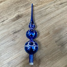Waterford Timeless Memories Blue Silver Hand Crafted Glass Tree Topper 13&rdquo;