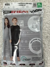 32 Degrees HEAT Kids LS Crew Neck Top + Leggings Base Set XL - Gray Snowflake