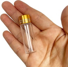10pcs 16x45mm Tiny Mini Small Clear Bottles Glass Vials 4ml with Caps Gold