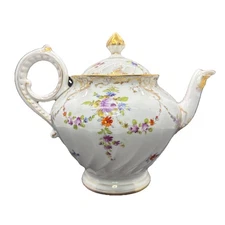 Hermann Ohme Dresden Floral Porcelain Teapot Dresden Germany