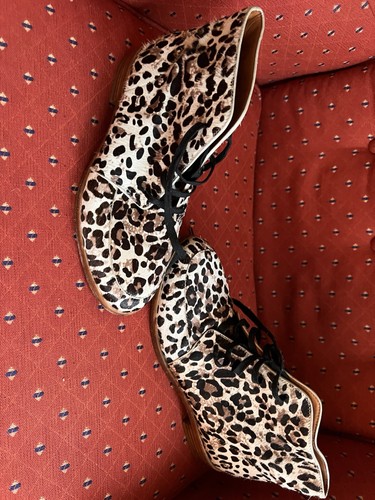 MARC By MARC JACOBS Pony Hair Leather Leopard Print Lace Up Boot Womens 7.5 / 38 - Picture 2 of 6