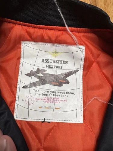 Asstseries Militare Bomber Jacket NASA 100th Space Mission Patch Sz Medium Black image 4