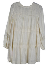 Old Navy Womens Medium Cream Long Sleeve Pintuck Boho Mini Dress Cottagecore