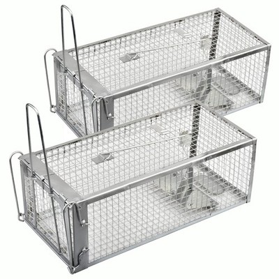 Anyhall 2er Pack Rattenfallen Humane Lebendmaus Käfigfallen (Silber)
