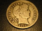 1916-S 90% Silver Barber Dime