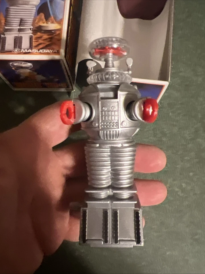 Masudaya Corp-1985, Lost In Space versão japonesa brinquedo de corda na caixa robô YM-3 - Imagem 2 de 4