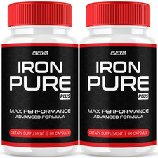  2 Pack Iron Pure Pro Capsules For Men Ironpure Male Performance Pills 120 ct 