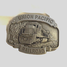 Vintage Union Pacific Railroad Solid Pewter Belt Buckle