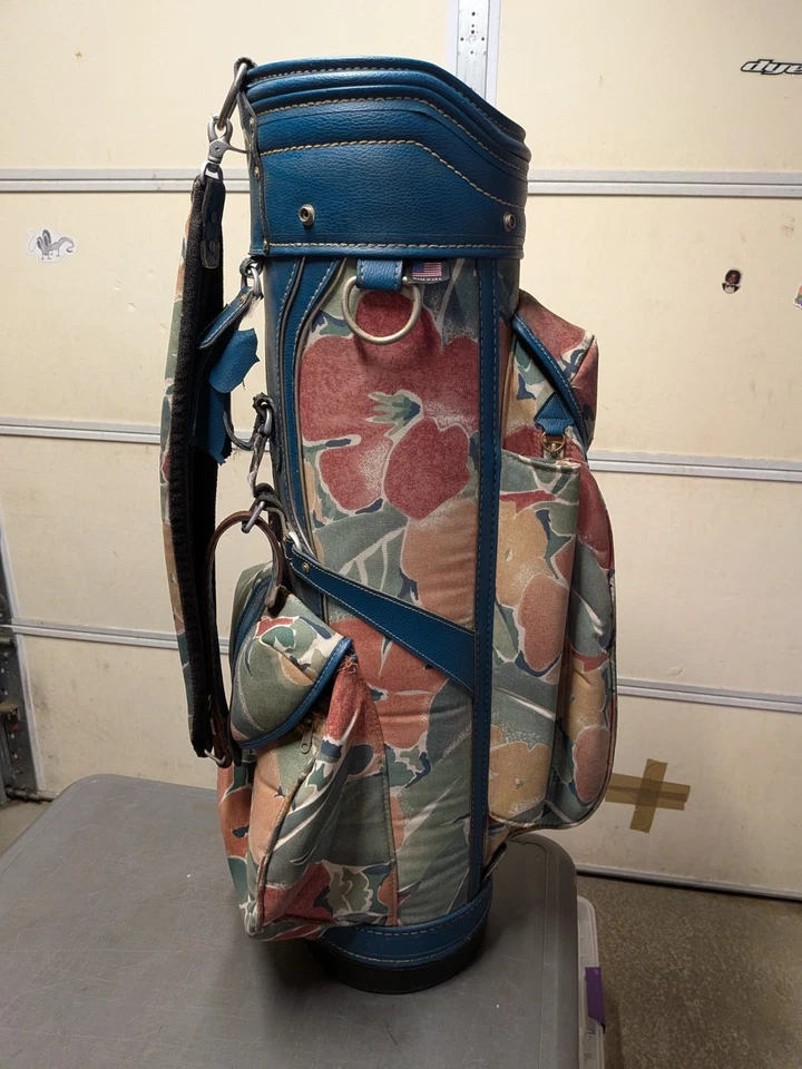 Vintage 6-Way Divided Burton Golf Bag w/ Strap - Ladies Floral Flowers Pattern  - Image 3 of 4