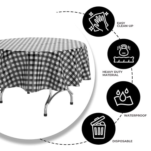 Picnic Table Cover - 12 Pack Round Premium & White 12 Pack 84" Round Black - Picture 7 of 8