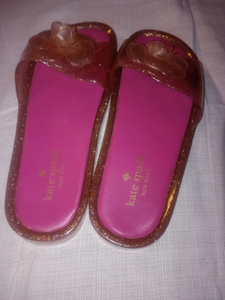 Diapositivas Kate Spade Splash Glitter Jelly Talla 8 Rosa y Dorado Foto 3 de 4