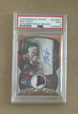 2023 Bowman Chrome Baseball Mike Trout Orange Autograph Relic Card #’d /25 PSA 9