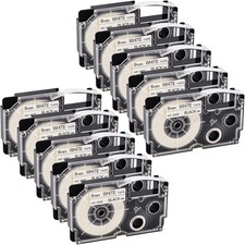 10x XR-9WE XR9WE Black on White EZ Label Tape for Casio KL-1500 KL-2000 KL-7000