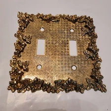 1968 75TT American Tack & Hardware Ornate Brass Duplex Light Switch Plate Cover
