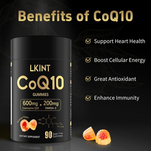 CoQ10 Gummies, Co Q 10 Supplement Zuckerfrei, Cq10 600mg mit Omega 3 & Vitam... - Bild 4 von 7