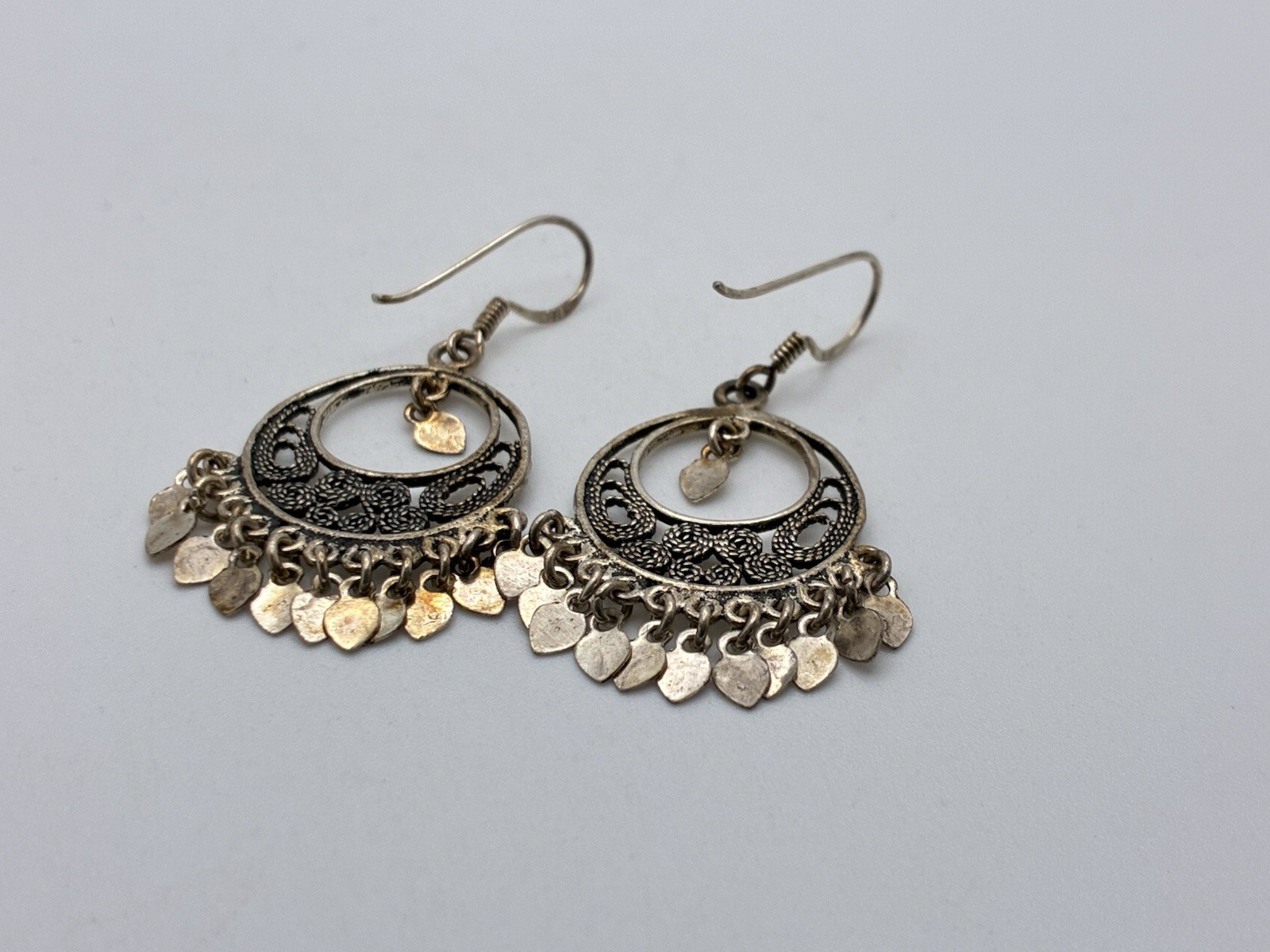 Boho Circle Dangle Working 925 Silver Cut Out VTG… - image 4