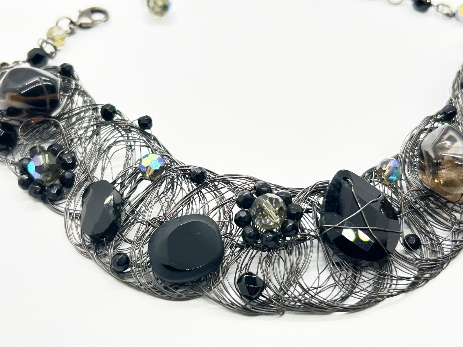Handcrafted  Midnight Black Statement  Wire Neckl… - image 9
