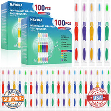 Navona 200pcs Individually Wrapped Disposable Toothbrush Bulk Pack Soft Bristle