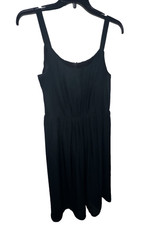 Loft Women's Black Chafon Sz 6 Dress Spaghetti Strap Sheer Lined Whimsy goth