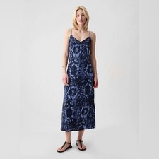 NWT GAP Slip Midi Dress Blue Tie Dye sundress SMALL