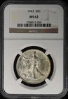 1943 Walking Liberty Half Dollar 50C NGC MS62
