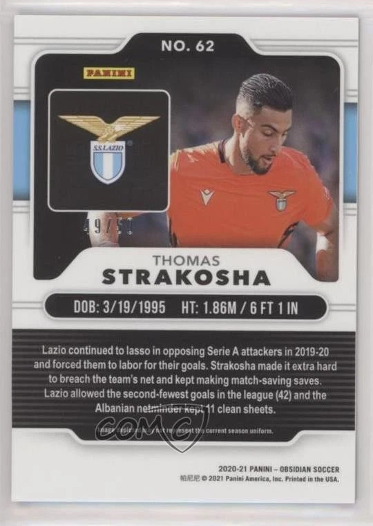 2020-21 Panini Obsidian Electric Etch Orange /50 Thomas Strakosha #62 - Image 2 of 2