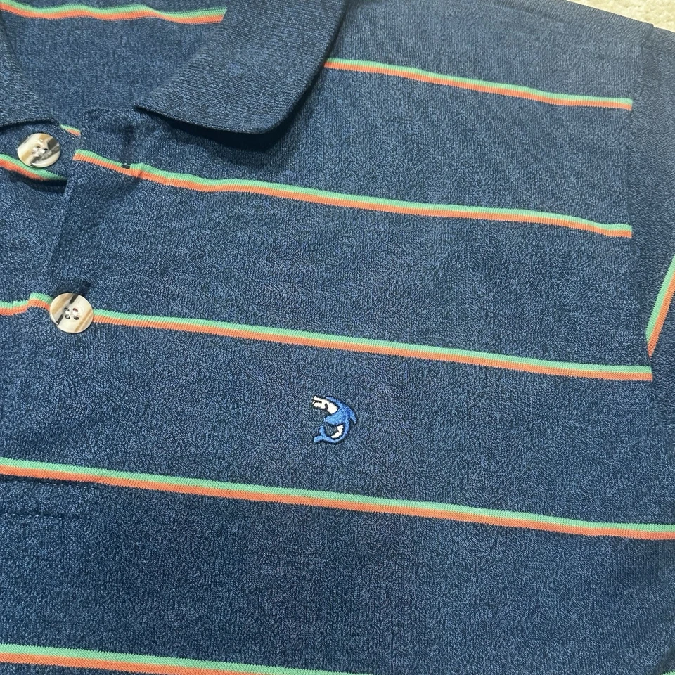 Camisa polo masculina listrada azul pequena anos 80 aparência livre de chemise - Imagem 3 de 4