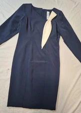 Vintage Mark Heister Shift Dress w/Bow 70's 80's Couture Workwear Madmen