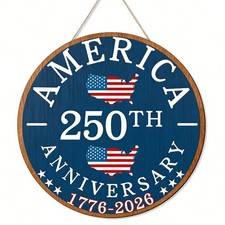 4th July Door Sign Aluminum Sign 8 Inch Round Funny Eagle Flag Decor