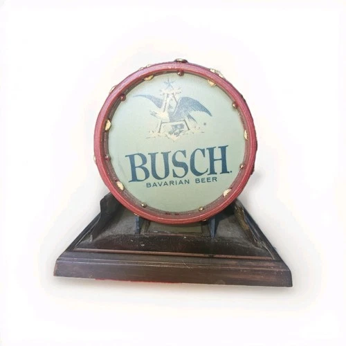 Vintage Busch Beer Drum Display Anheuser Busch Bar Sign Breweriana 1970s Decor