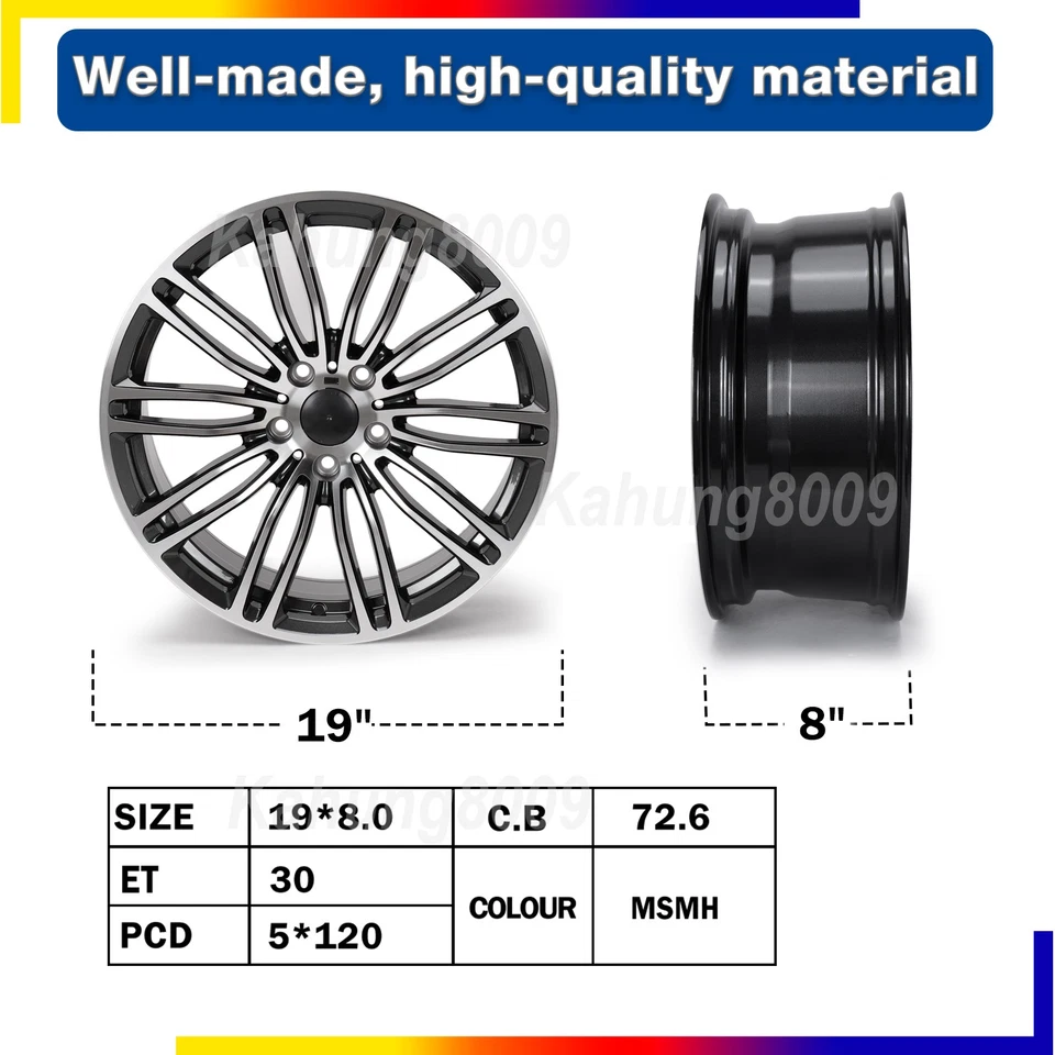 New 19" X 8" Machined Grey Wheel For BMW 5-Series 535i-550i 2009-2016 Rim 86328 - Изображение 3 из 4