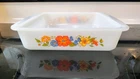 Vintage Glasbake Square Baking Dish Wildflowers Milk Glass Pan 8x8