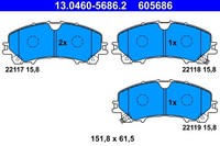 NEU - ATE 13.0460-5686.2 Bremsbelagsatz, Scheibenbremse FüR Infiniti Renault