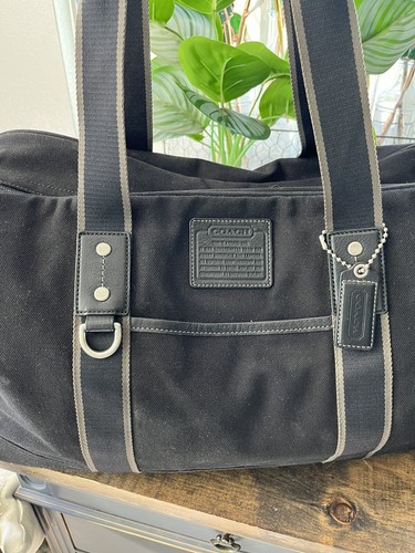Coach Heritage Web Canvas Black 20” Carry On Weekender Duffle Bag F70582 - Picture 2 of 14