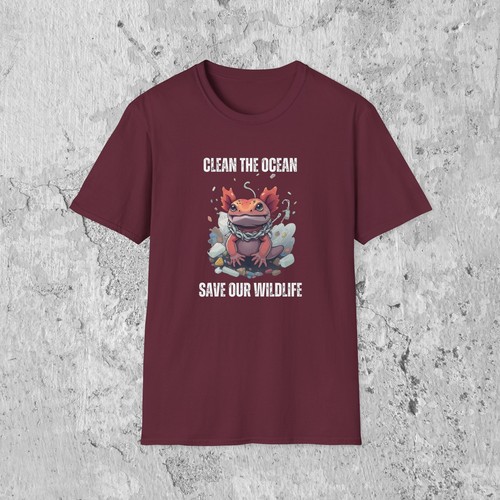 Axolotl Save the Ocean T-Shirt | Wildlife Lover Tee Conservation & Activist Gift - Picture 14 of 57