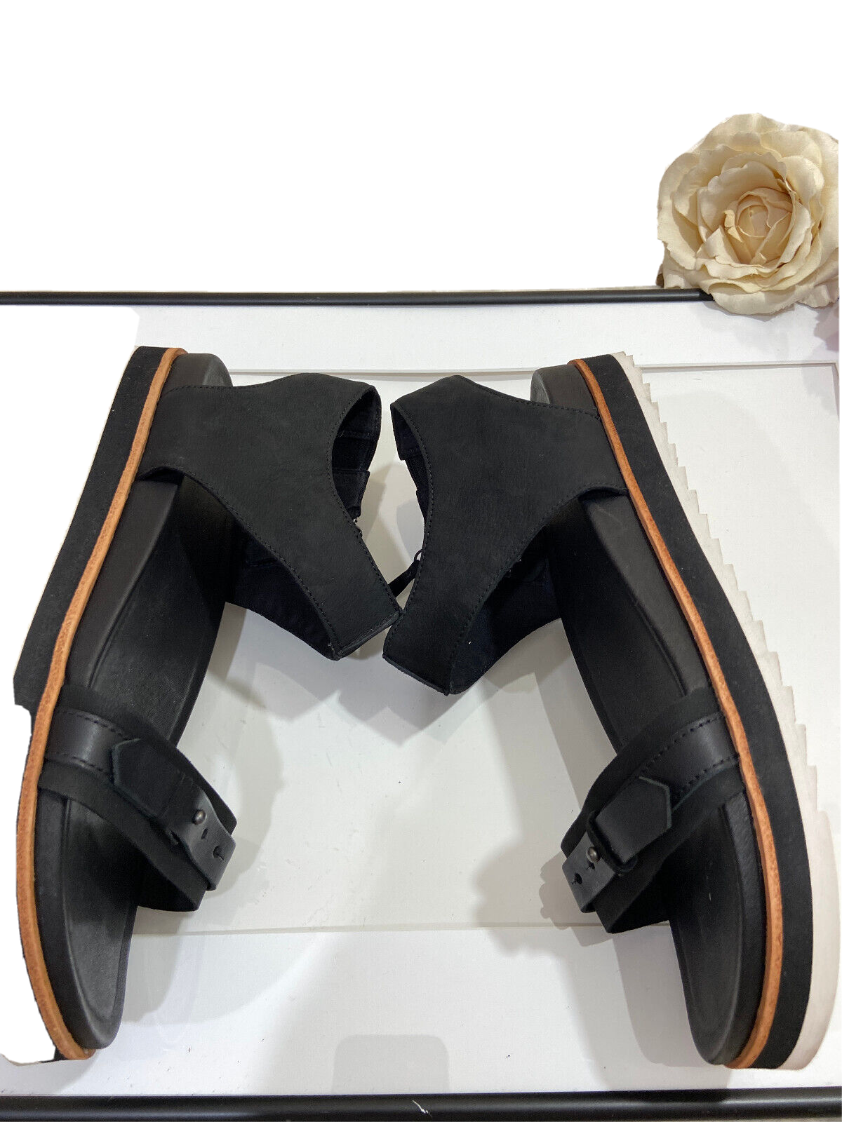 Merrell Sandali Donna Cena Cuscino Cerniera Pelle Nera Supporto Arco S 10M