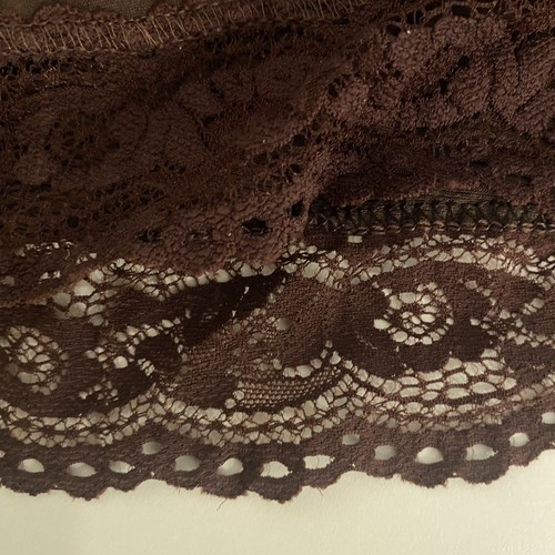 Vintage Silky Nylon Full Dress Slip Embroidery Chantilly Lace Medium Brown - Picture 15 of 19