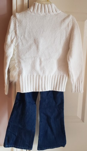 Baby Gap Faux Fur Sweater Jacket 1969 Jeans 4 Year Blue Cute Boot Adj. Waist 2pc - Picture 3 of 13