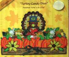 USED TURKEY CANDY DISH THANKSGIVING PLASTIC CANVAS PATTERN INSTRUCTIONS