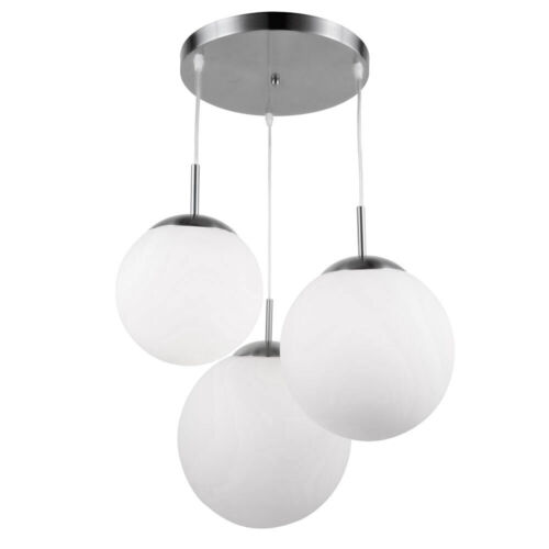 Lampada Pendente da Soggiorno Sfera di Vetro Bianco Argento E27 LED D 52 CM - Foto 2 di 12