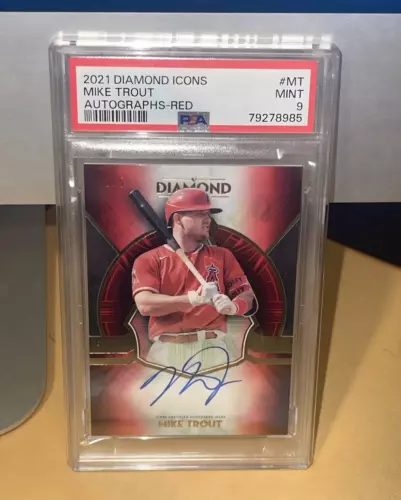 Mike Trout 2021 Topps Diamond Icons RED Autograph 1/5 PSA 9 MINT