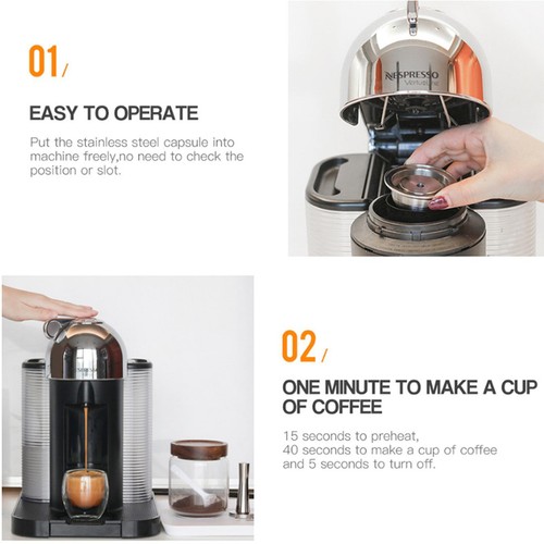 Steel Refillable Coffee Pods Capsules For Nespresso Vertuo Plus Series k - Picture 5 of 8